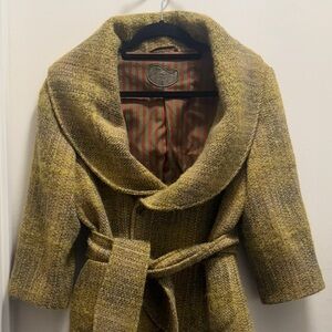 Etro Gold and Brown Wool & Mohair Cape Coat